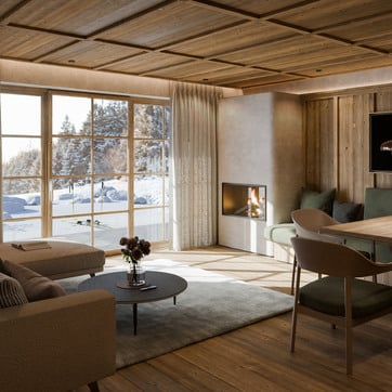 3 Chalets, 2 Lofts. <br> Tagsüber gesellig, <br> abends ruhig.